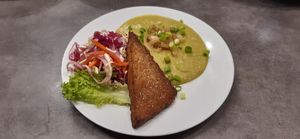 Hrachová kaše s pečeným tempehem, salátek  at Jídelna U tří Vegetariánů in Usti Nad Orlici