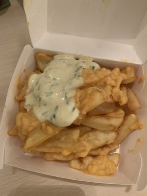 Fries with sauce  at Bobu Bob in Ljubljana