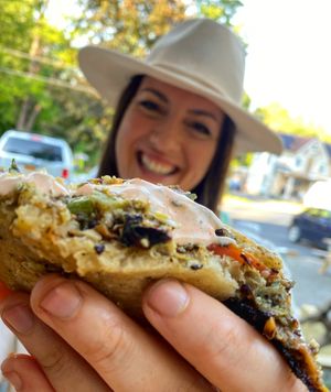 Vegan burger - delicious  at Rough Cut Brewing Co in Kerhonkson