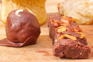 Exquisite Vegan Peanut Brownie and Almond Chocolate Ball from Sunshine Yoga Studio in Penryn Falmouth at Sunshine Cafe & Yoga in Penryn
