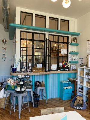 Inside the cafe at Zoomies Pet Cafe + Boutique in St Louis