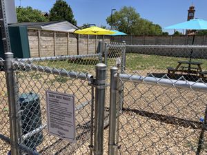 Outdoor doggie play area  at Zoomies Pet Cafe + Boutique in St Louis