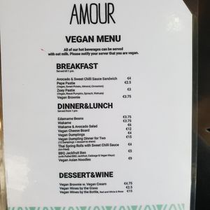 Vegan Menu at Amour Soul Space in Ericeira