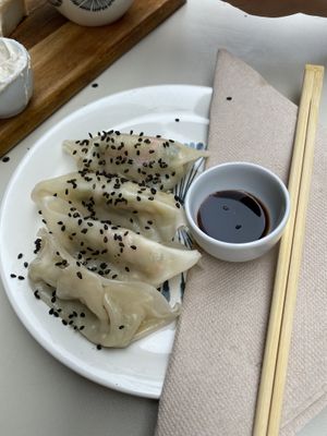 vegan dumplings!! so yummy   at Amour Soul Space in Ericeira