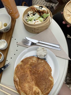 vegan bao and spring onion fried pie (10/10)   at Amour Soul Space in Ericeira