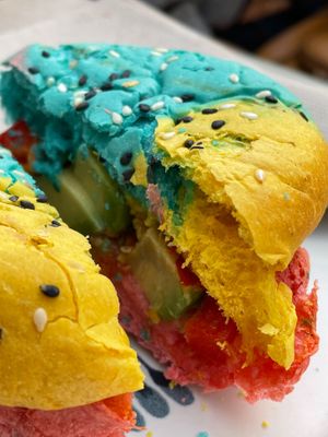 Rainbow avocado sandwich at Amour Soul Space in Ericeira