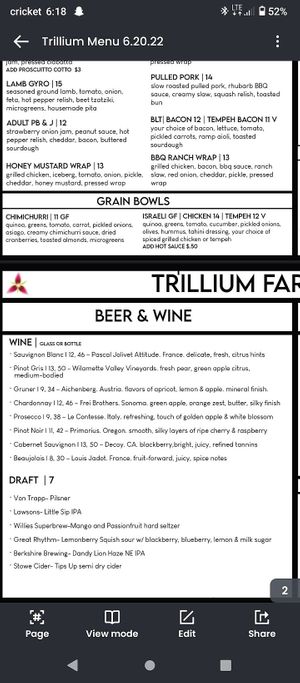  at Trillium Farm to Table in Laconia