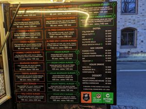 Menu at Square Burger in Copenhagen