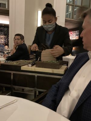 Clay pot cracked open  at Eleven Madison Park in New York City