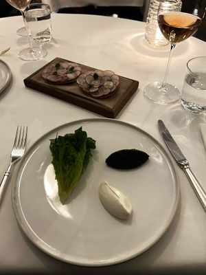 Radish tostada, local produce, seeds from Japan, horseradish  at Eleven Madison Park in New York City