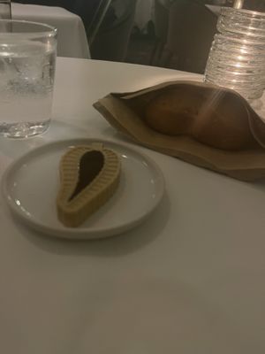 This was the mushroom butter and fresh bread. So delicious, we had seconds   at Eleven Madison Park in New York City