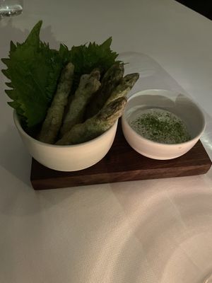 Asparagus spears   at Eleven Madison Park in New York City