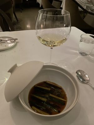 TOFU
With Onion, Pine Nut and Curry
1.A. Badenhorst, Kalmoesfontein White Blend       Western Cape, South Africa 2019  at Eleven Madison Park in New York City