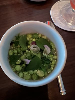 Tofu and pea soup  at Eleven Madison Park in New York City