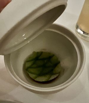 Coconut and lime leaf dumpling  at Eleven Madison Park in New York City