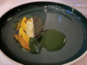 Sunchoke, Japanese cypress seeds  at Eleven Madison Park in New York City