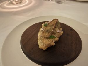 Eggplant tempura  at Eleven Madison Park in New York City