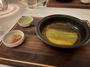 Lime cilantro crema, rice, pico  at Eleven Madison Park in New York City