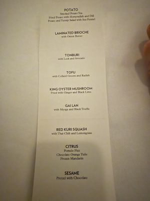 Friday’s menu   at Eleven Madison Park in New York City