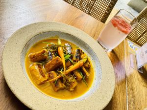 Carrot gnocchi with coconut water and watermelon  at Allma Restaurante - Maybe closed in Rio De Janeiro