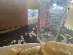 Rose lemonade suitable for vegans   at Harbour Lights Fish & Chips in Falmouth