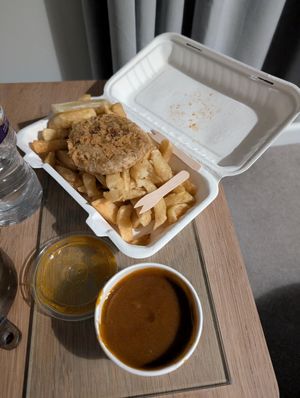 Fishcake at Harbour Lights Fish & Chips in Falmouth