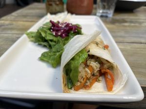 Wrap from a more useful angle.  Rice carrot, squash  at Etnofood in Oaxaca