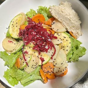 carrot potato and pumpkin salad - they didn't put pumpkin in it? or croutons?  at Etnofood in Oaxaca