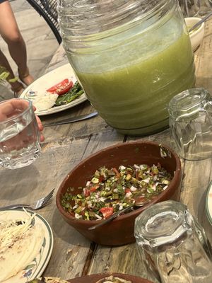 Pico de gallo and the mint guava drink  at Etnofood in Oaxaca