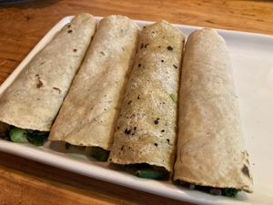 Softitas in homemade corn tortillas we made in the mole cooking class at Etnofood in Oaxaca