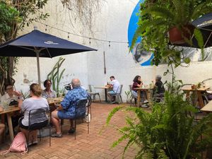 The courtyard in the back at Etnofood in Oaxaca