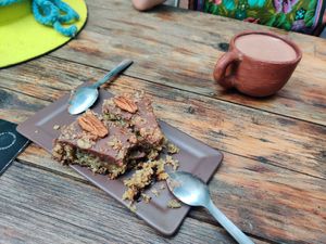 Brownie and Chocolat drink at Etnofood in Oaxaca