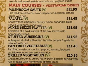 Some of the main courses available. at Doga Restaurant in Colchester