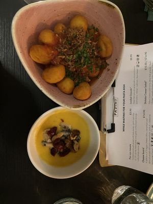 Fried Gnocchi with „blue cheeze“ dip  at Pastan Bristol in Bristol