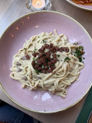 Vegan carbonara   at Pastan Bristol in Bristol