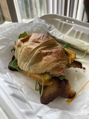 Bacon justEgg & cheese on croissant  at Subculture Vegan Deli & Provisions  in Albany