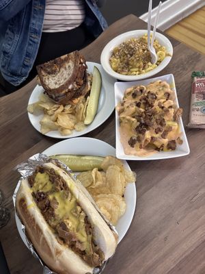 Philly cheesesteak, Reuben sandwich, fries, and Mac and cheese  at Subculture Vegan Deli & Provisions  in Albany