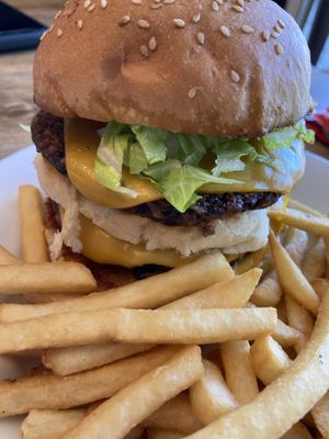 The Big Stack with home made patty. Delicious!  at Subculture Vegan Deli & Provisions  in Albany