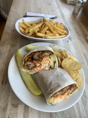  Mushroom daily special wrap and cheesy fries  at Subculture Vegan Deli & Provisions  in Albany