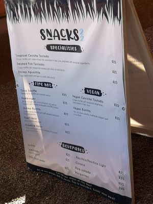 Menu at Snack 22 in Loreto