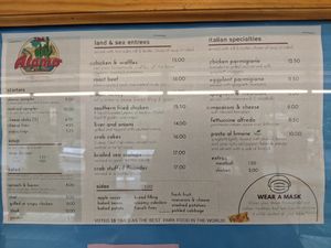 Alamo menu as of 6-9-21 at Knoebels - The Alamo Restaurant in Elysburg
