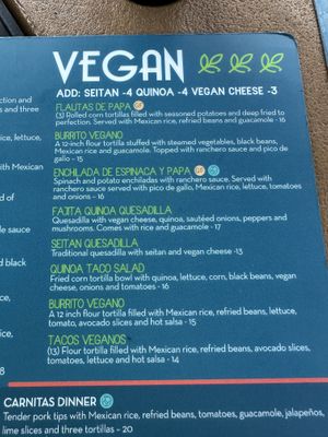 Menu as of May 2023  at Margarita City in Albany