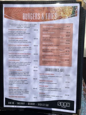 Menu: “Haloumi burger” can be made vegan 🌱   at Soak In Dampier in Dampier