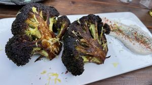 Air fried broccoli   at Mazal in Los Angeles