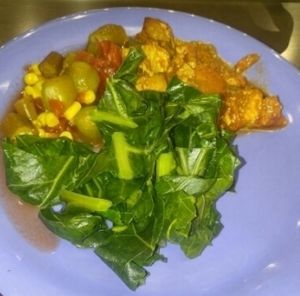 Can't beat their collard greens. Yum! at Deep Roots Market in Greensboro