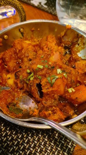 Aubergine and potato curry at 1947 Restaurant & Bar in East London