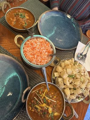 Vegan butter chicken and korma with pilao rice   at 1947 Restaurant & Bar in East London