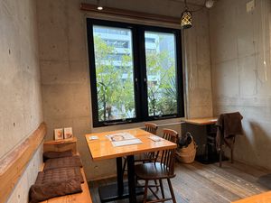 Nice ambience with some green peeking through the window  at AIN SOPH.Ginza in Tokyo
