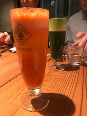 Carrot cold press beer at AIN SOPH.Ginza in Tokyo