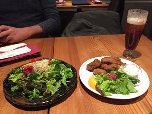 Salad and Fried Veggie Meat at AIN SOPH.Ginza in Tokyo